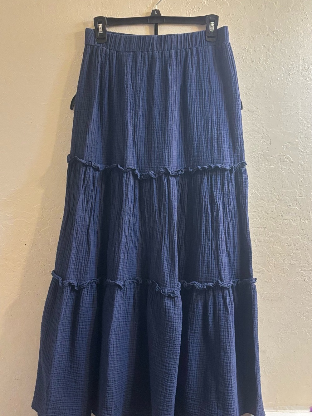 Navy Tiered Maxi Skirt
